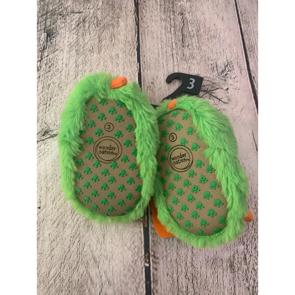 WONDER NATION Unisex Kids Green Claw Slippers / Size: 3